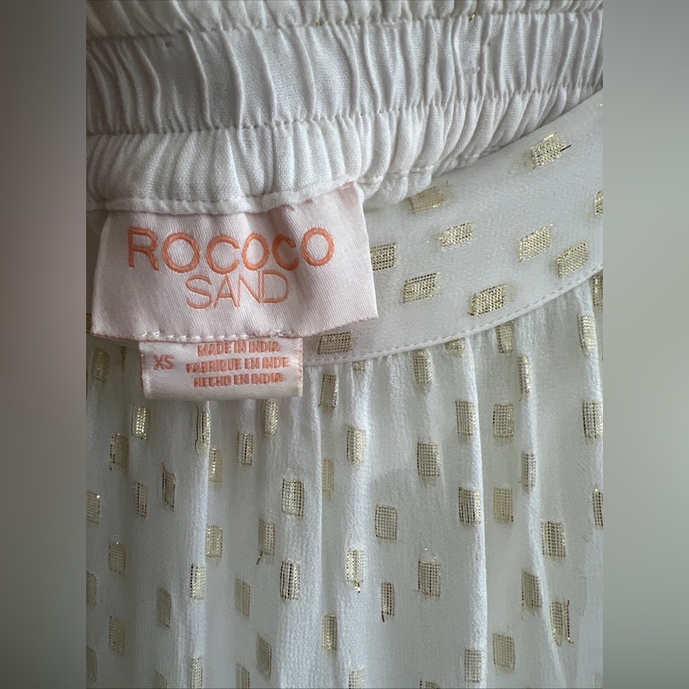 Free People Rococo Sand Metallic Tiered Ruffles Long Maxi  Skirt XS - Picture 6 of 7